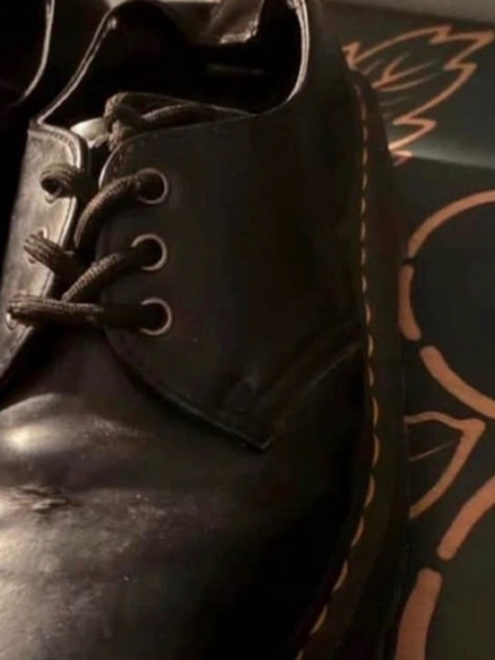 Women’s Black Leather doc marten shoes - Leather Lace-Up Comfort